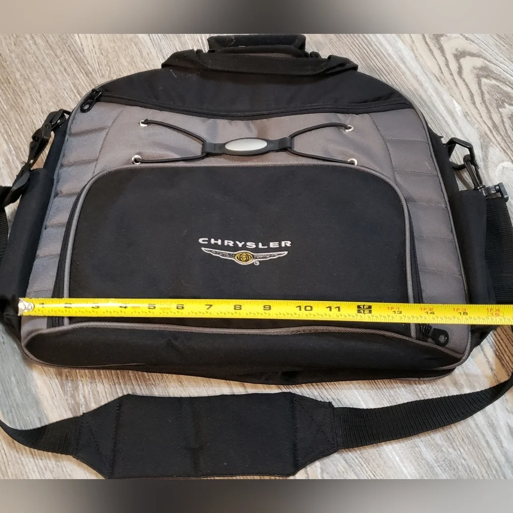 Chrysler Laptop Travel Bag Canvas Nylon By Gemline 16x13x5 Black Grey Shoulder